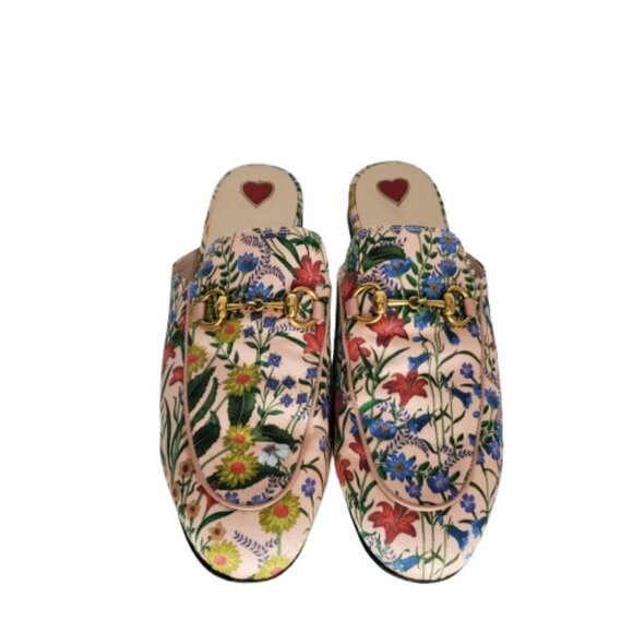 Gucci Floral Canvas Princetown Horsebit Mules Loafers - Picture 2 of 10